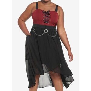 Red & Black‎ O-Ring Hi-Low Goth Vibes Dress NEW Size Large